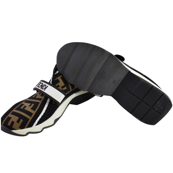FENDI Rockoko Knit Fabric Sneakers Black Size 6