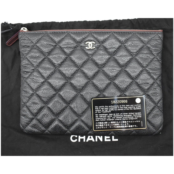 CHANEL Caviar Leather O-Case Zip Pouch Black