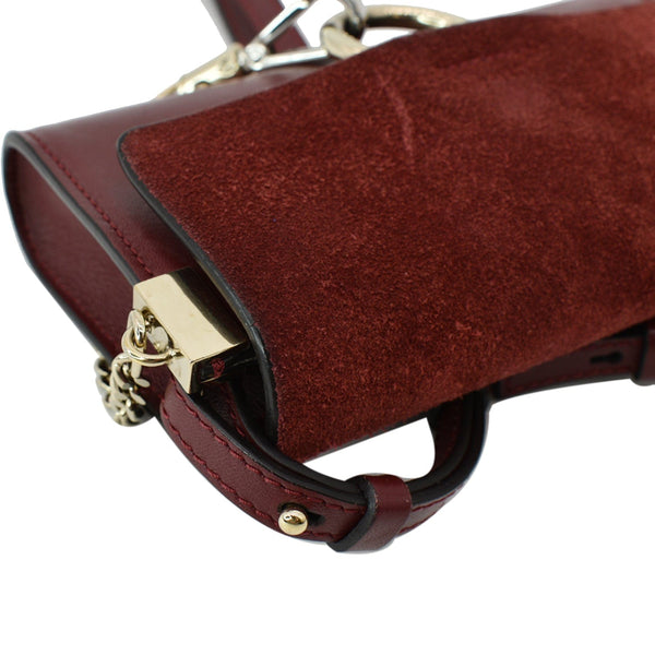CHLOE Mini Faye Suede Calfskin Leather Shoulder Bag Red
