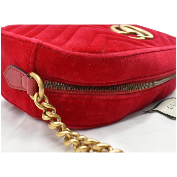 GUCCI GG Marmont Small Velvet Matelasse Crossbody Bag Red 447632