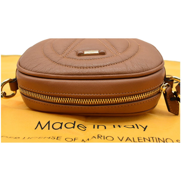 MARIO VALENTINO Mia Logo Leather Crossbody Bag Caramel