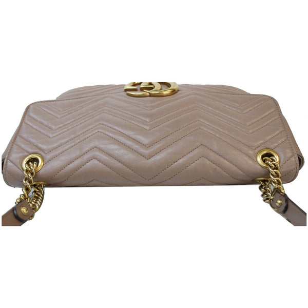GUCCI Large GG Marmont Calfskin Matelasse Shoulder Bag Nude 498090