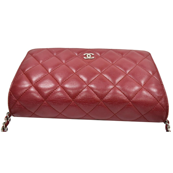 CHANEL CC WOC Leather Wallet On Chain Shoulder Bag Red