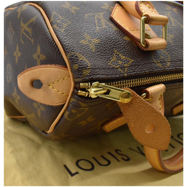 LOUIS VUITTON Speedy 25 Monogram Canvas Satchel Bag Brown