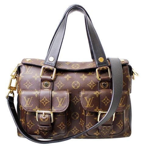 LOUIS VUITTON Manhattan NM Monogram Canvas Shoulder Bag Black - 15% OFF