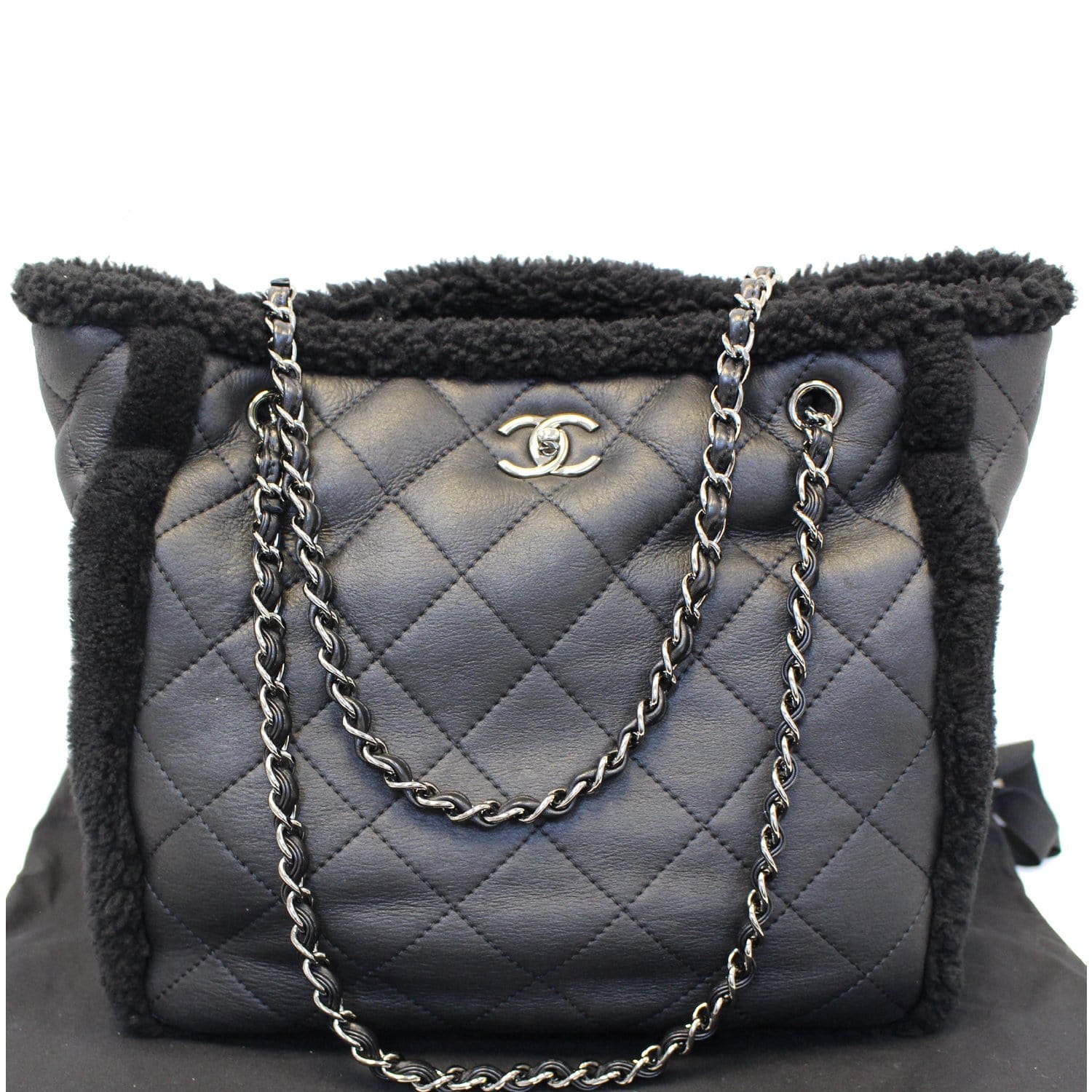 Chanel Classic CC Shopping Tote Quilted Calfskin Large Gray 2385972