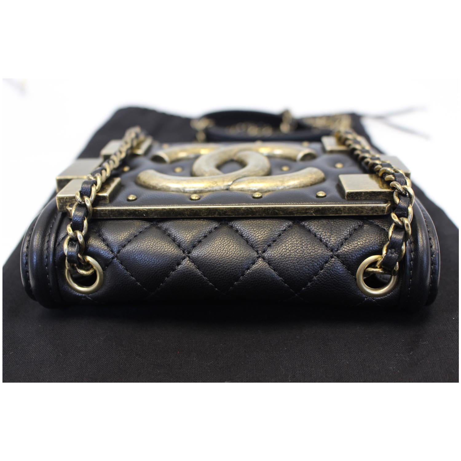 Chanel Handbag Classic Flap Boy Brick Mini Studded Classic Logo CC Nav –  House of Carver