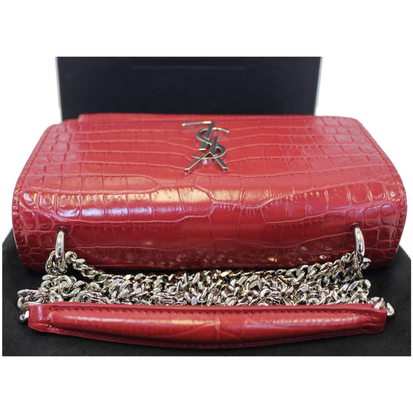 Yves Saint Laurent Sunset Crocodile Leather Wallet in red 