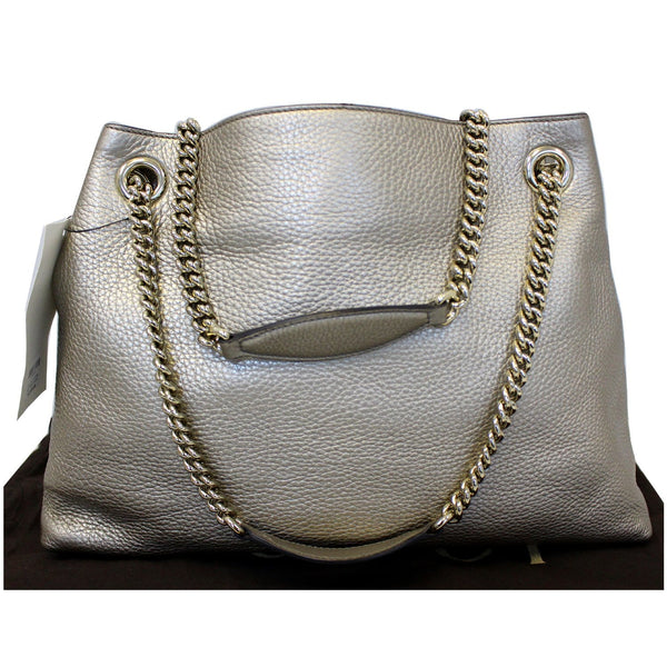 GUCCI Soho Pebbled Leather Chain Shoulder Bag 308982 Silver-US