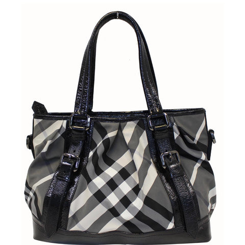 BURBERRY Lowry Medium Beat Check Nylon Tote Bag Black