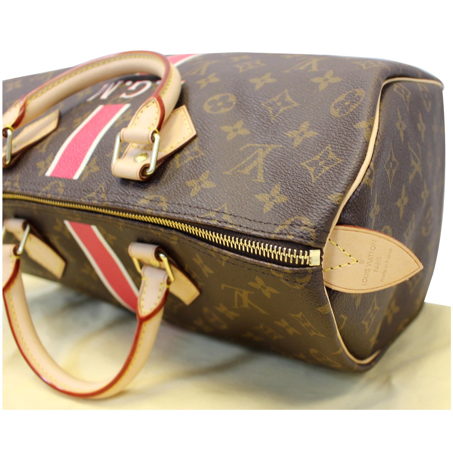 How to remove gold initials hot stamp on Louis Vuitton Speedy 30 Leather  Bag 