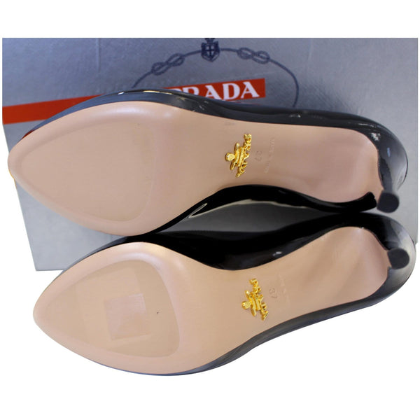 Prada Black Pumps in Patent Leather-US Sole View