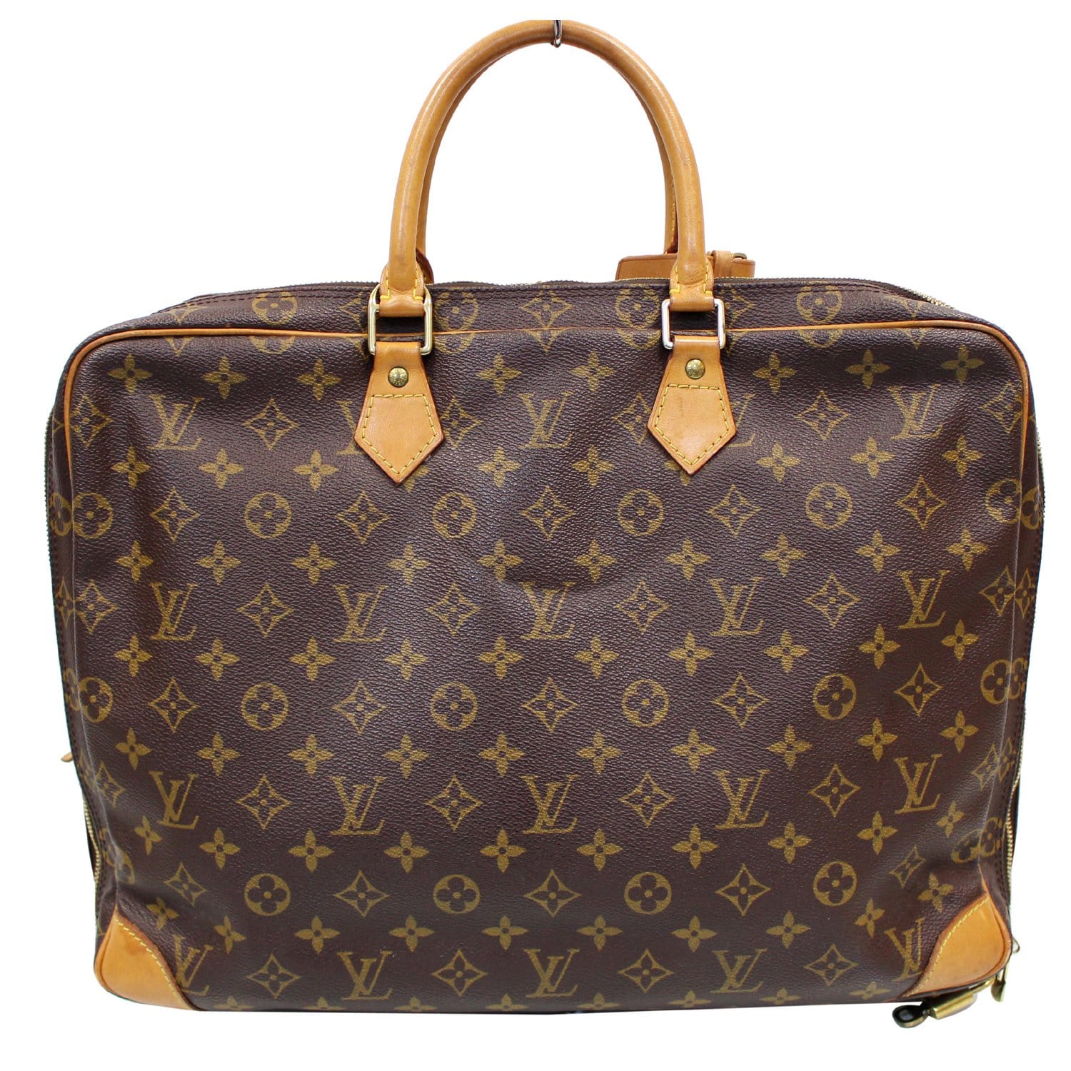 Porte documents voyage cloth satchel Louis Vuitton Brown in Cloth