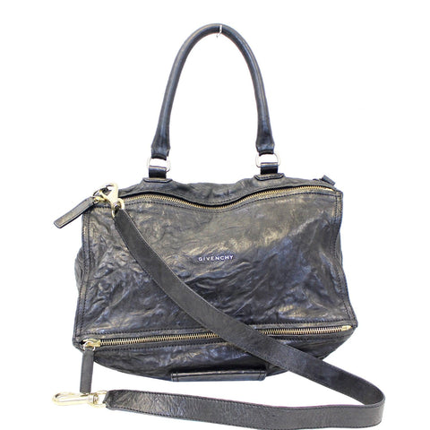 GIVENCHY Pandora Black Wrinkled Sheepskin Leather Shoulder Bag