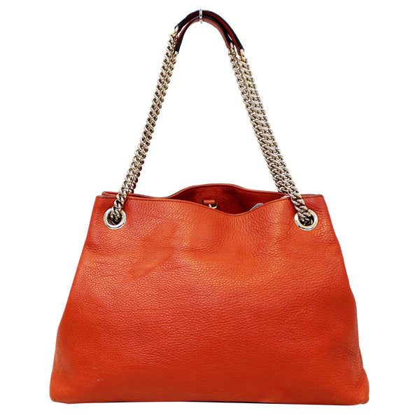 GUCCI Soho Pebbled Leather Chain Shoulder Bag Red 308982-US