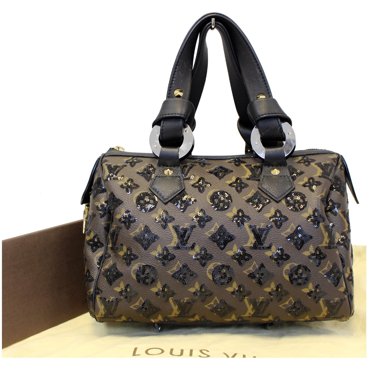 ⭐️SOLD⭐️L O U I S V U I T T O N Speedy - Monogram canvas with black sequin  detail (Like new condition) Size 30 by 23 cm Price $950