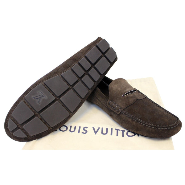 Louis Vuitton Moccasin Embossed Suede Leather Elegant