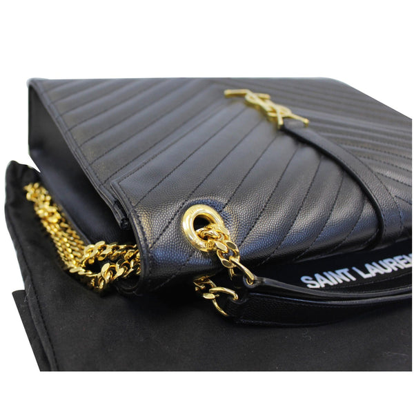 YVES SAINT LAURENT Large Envelope Grain De Poudre Chain Shoulder Bag Black