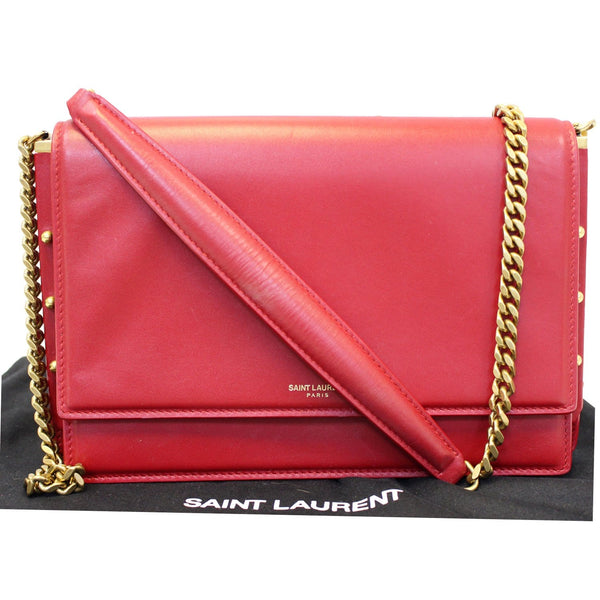 YVES SAINT LAURENT Zoe Lambskin Leather Shoulder Bag Red