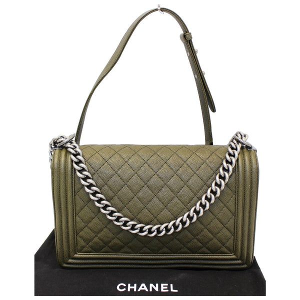 Chanel Boy Medium Flap Caviar Leather Shoulder Bag - chanel strap