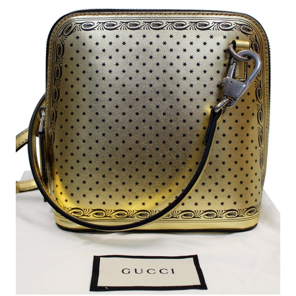 GUCCI Moon Steller Guccy Leather Crossbody Bag Gold