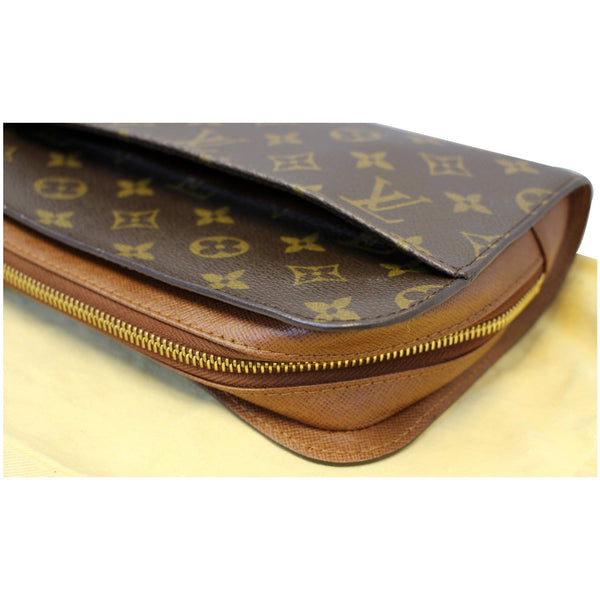 LOUIS VUITTON Orsay Monogram Canvas Clutch Bag Brown