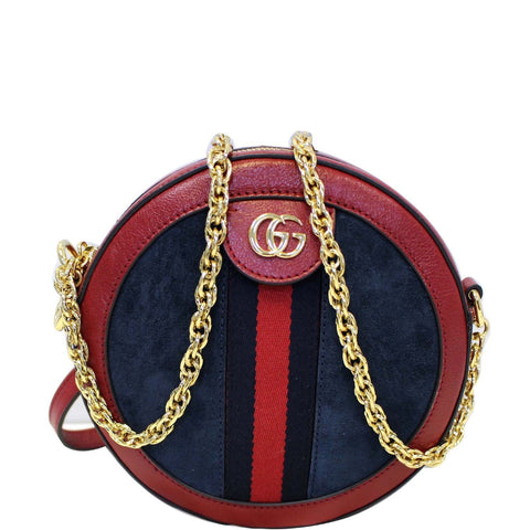 GUCCI Ophidia Mini GG Round Leather Shoulder Crossbody Bag 550618 Red