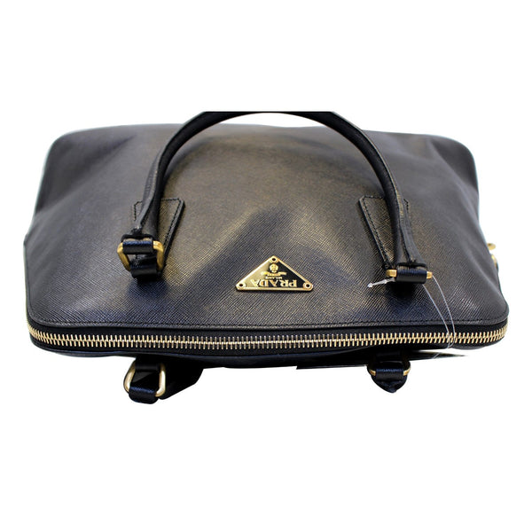 PRADA Saffiano Dome Black Leather Satchel Bag-US