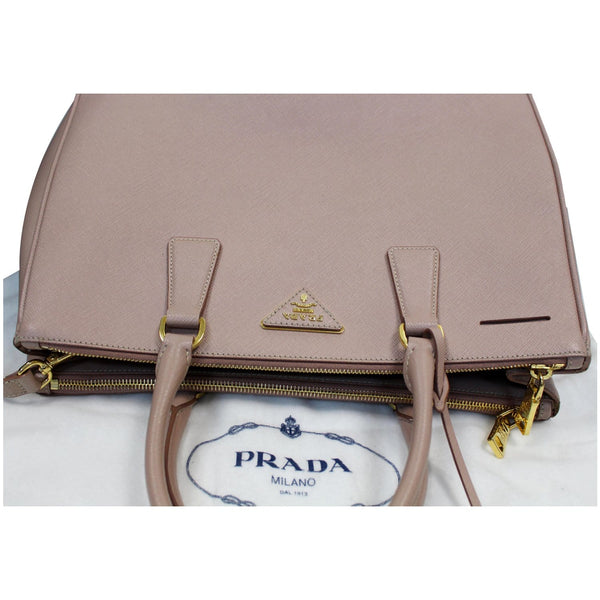 PRADA Lux Large Saffiano Leather Tote Shoulder Bag Light Pink