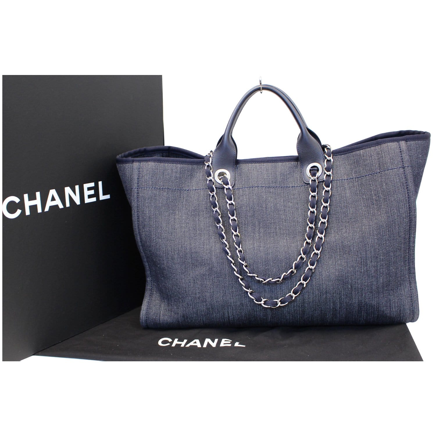 Preloved Chanel Blue Denim Deauville Large Tote 21896977 060723 –  KimmieBBags LLC