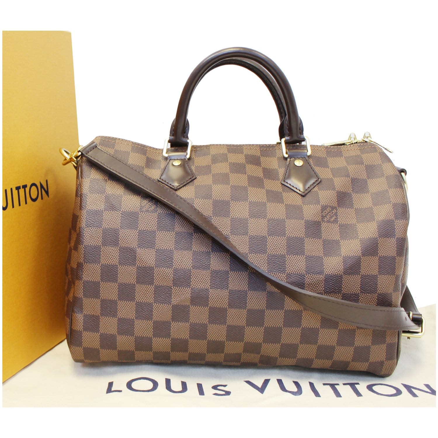 Louis Vuitton Damier Ebene Speedy 30 Bandoulière Top Handle Bag, USA 2019.  at 1stDibs