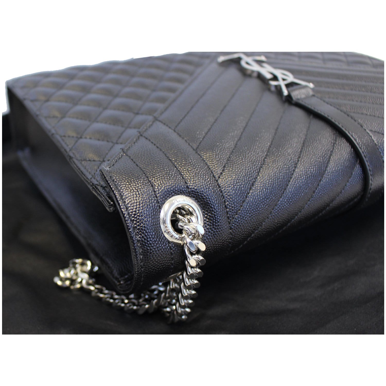YVES SAINT LAURENT Envelope Large Matelasse Embossed Leather Shoulder Bag  Black-US