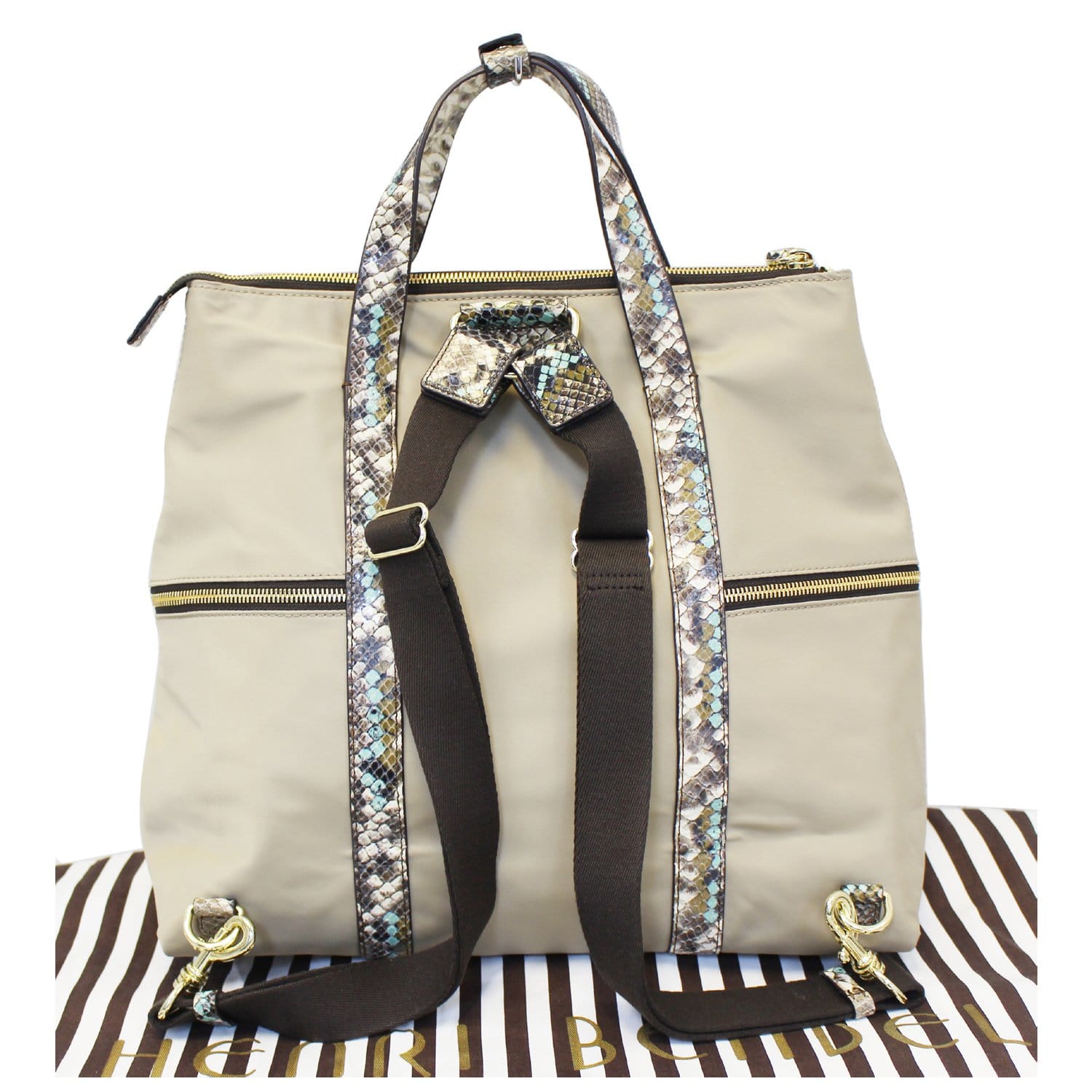 henri bendel jetsetter mini convertible nylon backpack admiral silver Henri Bendel Jetsetter Snake Convertible Backpack Brown-US