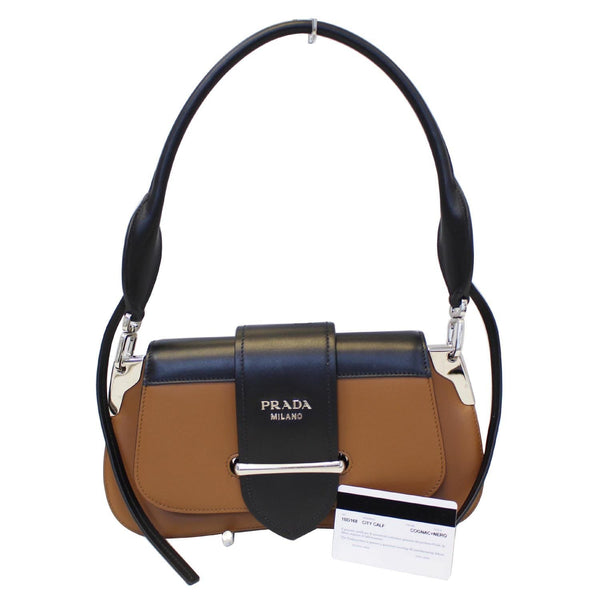 PRADA Sidonie Calf Leather Shoulder Bag Brown/Black 1BD168
