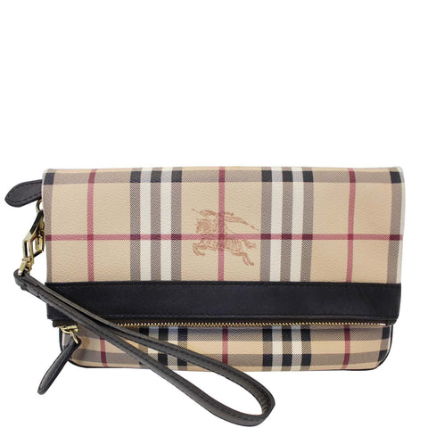 BURBERRY Haymarket Check Adeline Foldover Clutch Brown