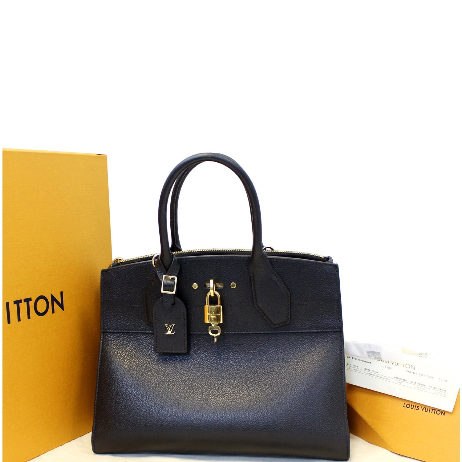 Louis Vuitton Black Leather City Steamer MM Bag Louis Vuitton