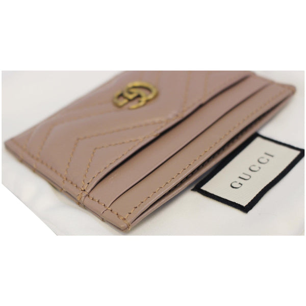 GUCCI GG Marmont Leather Card Case Taupe 443127-US
