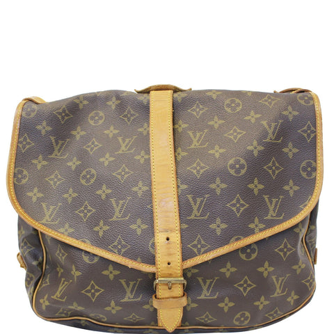 LOUIS VUITTON Saumur 35 Monogram Canvas Shoulder Bag Brown