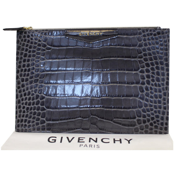 GIVENCHY Medium Antigona Croc Embossed Leather Pouch Grey - 25% OFF