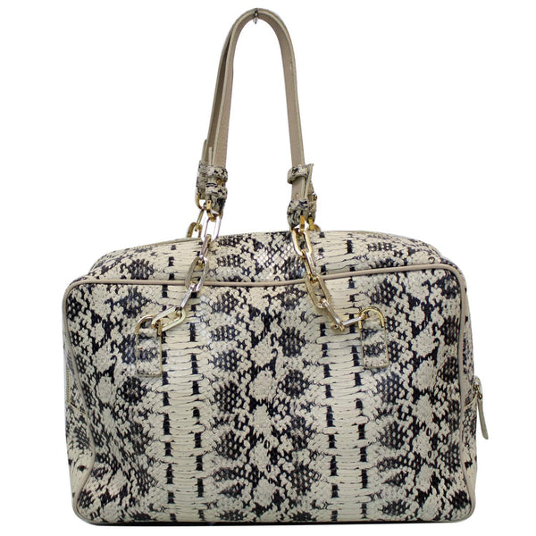 VERSACE Python Embossed Satchel Bag White/Black