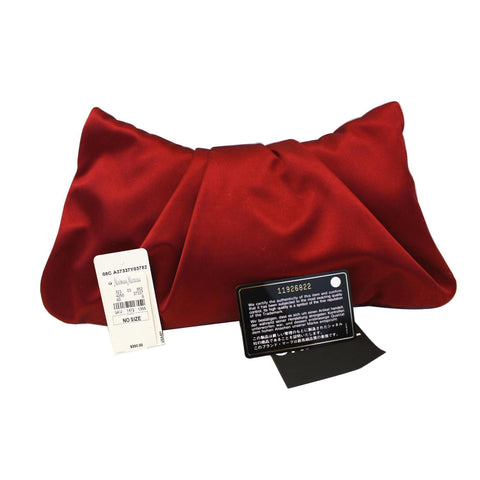 CHANEL CC Half Moon Quilted Satin Clutch Bag Red-US