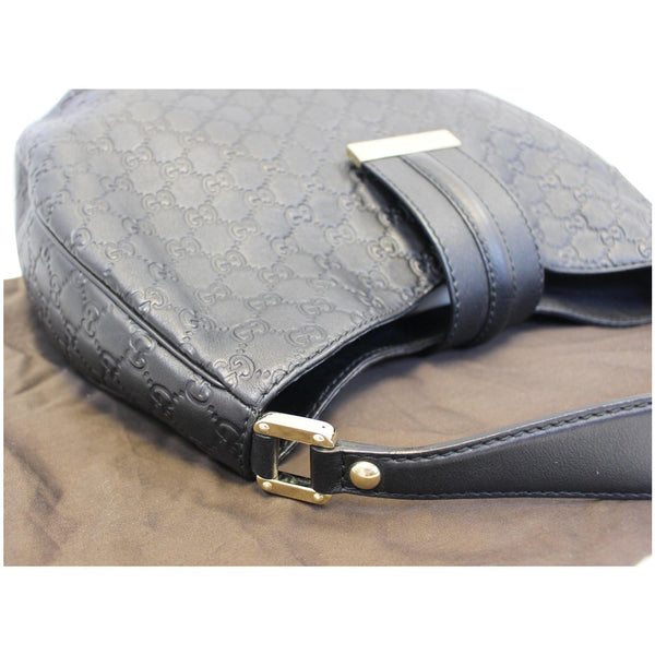 GUCCI New Web Guccissima Leather Hobo Bag Black 233604