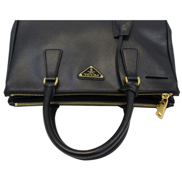 PRADA Saffiano Lux Small Double-Zip Tote Bag Black