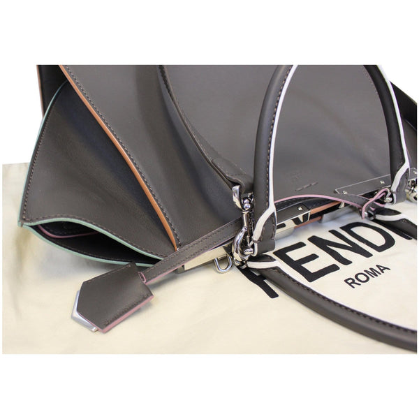 Fendi Petite 3Jours Calfskin Leather Tote Bag Dark Grey side view