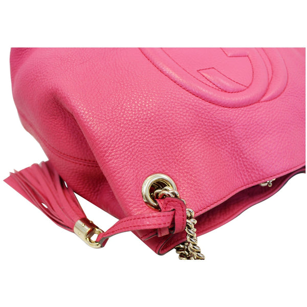 GUCCI Soho Pebbled Leather Chain Shoulder Bag Pink-US
