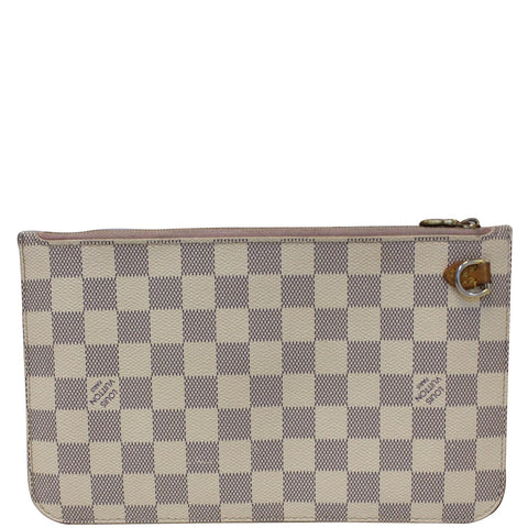 LOUIS VUITTON Pochette Wristlet Pouch Damier Azur Neverfull MM White