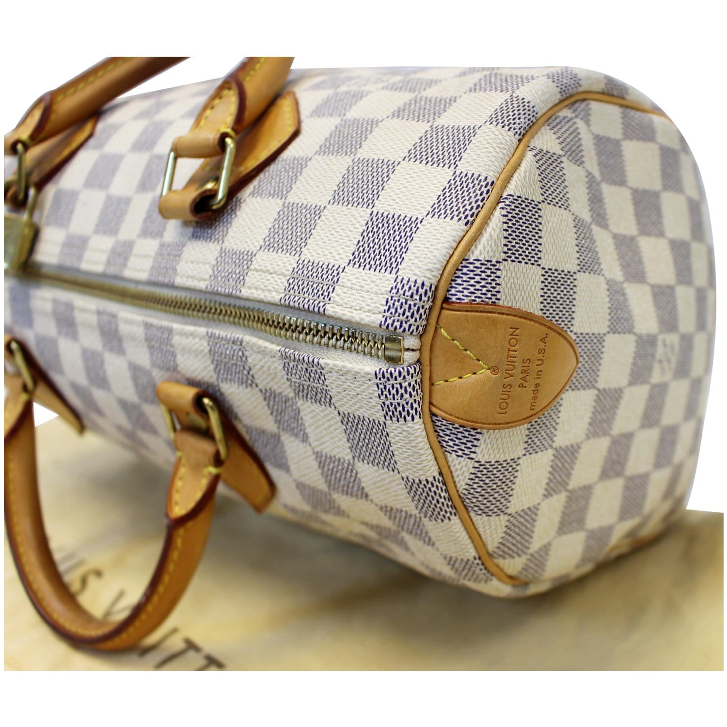 Pre-Owned Louis Vuitton Speedy 30 Damier Azur White Handbag