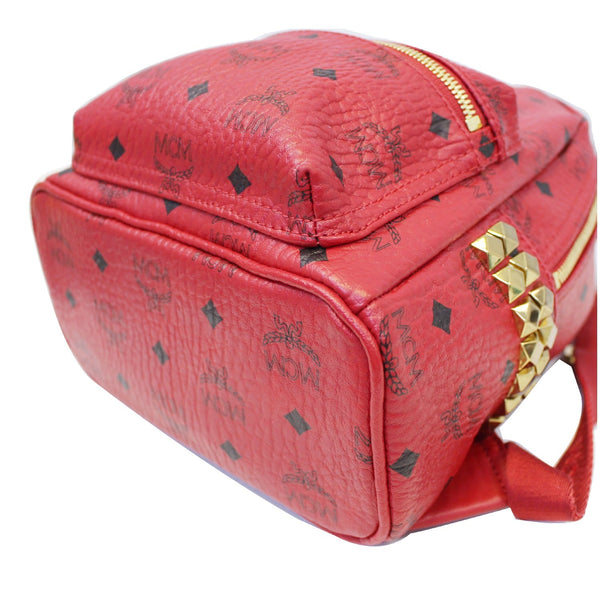 MCM Mini Stark Side Stud Backpack Bag Red - back view