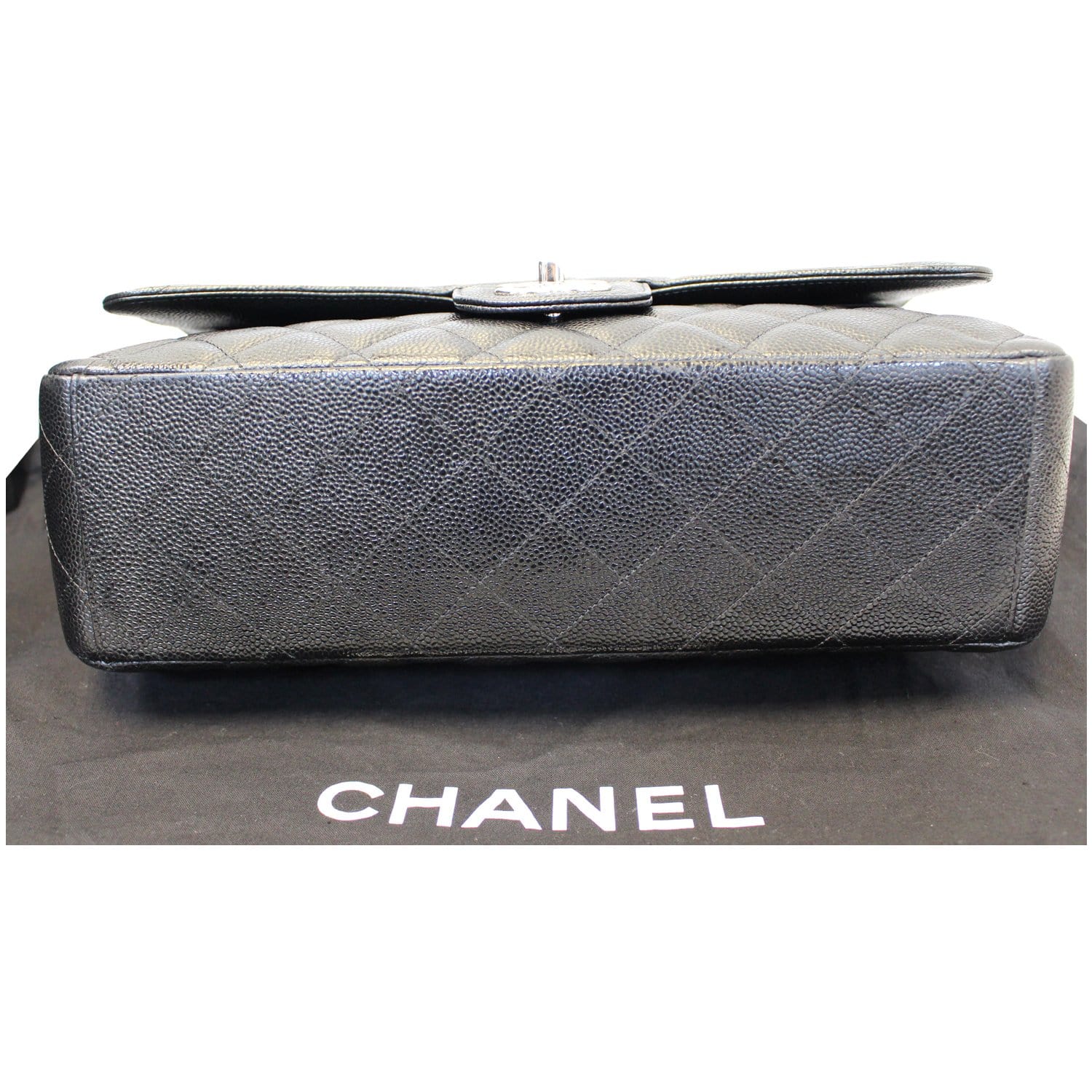 Timeless Chanel Jumbo Line Flap Bag Caviar Shoulder Bag White