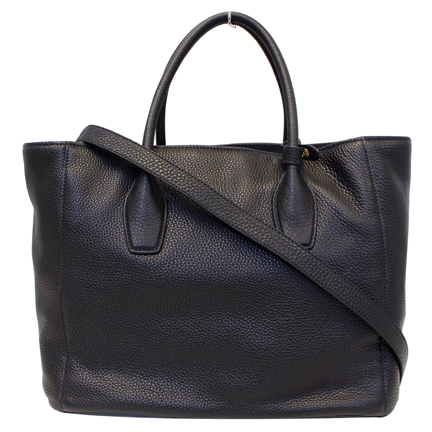 PRADA Vitello Daino Leather Shopping Tote Bag Black-US